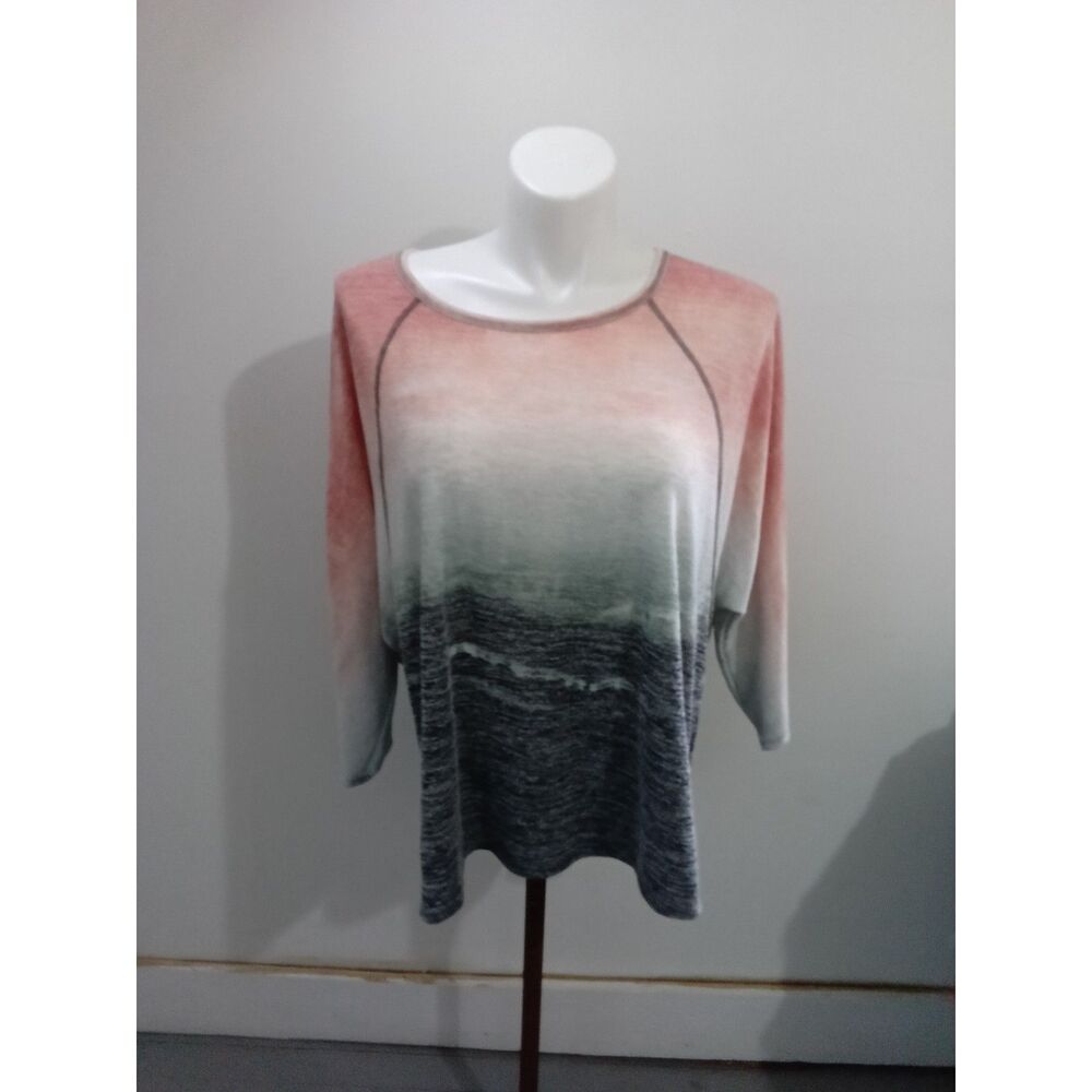 Cato Ombre Sunset Keyhole Back Top 3/4 Sleeve Size 18/20W